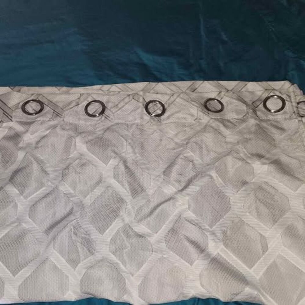 Grey Geometric Lattice Grommet Curtains 48 x 84"